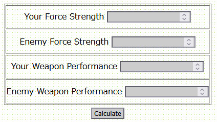 Lanchester Strategy Calculator Input